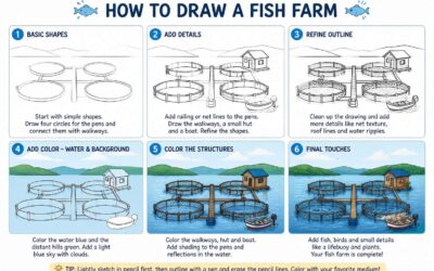 Learn aquaculture drawing easy with simple step by step tutorials.