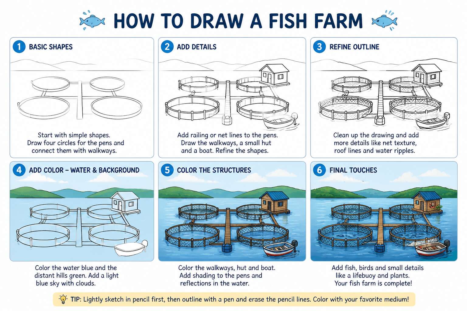 aquaculture drawing easy